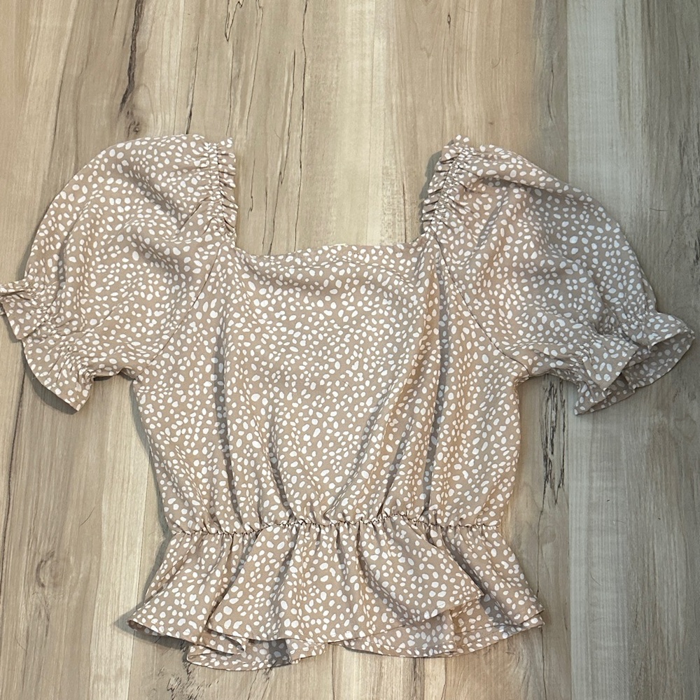 Altar'd State Beige Patterned Ruffle Blouse - Picture 2 of 2